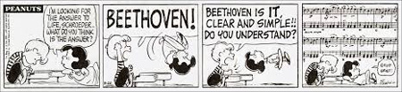 Peanus comic strip - Schroeder talking to Lucy about Beethoven