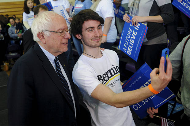 Bernie with young people supporters