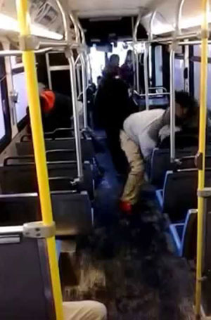 Cell phone footage still from CTA bus fight