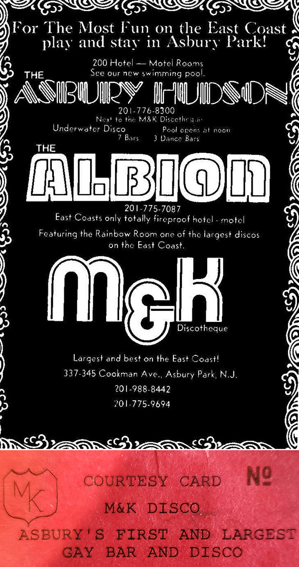 Ad and card for Asbury Park's M&K