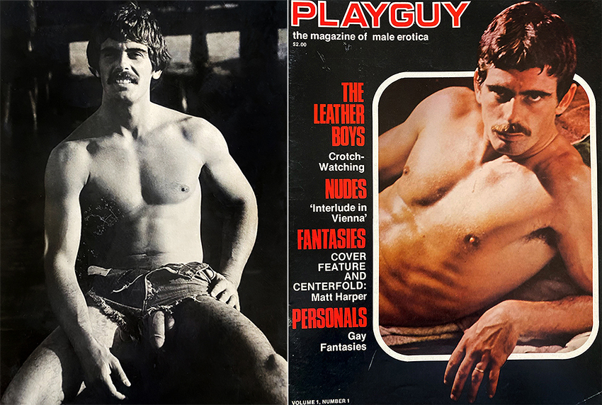Will Seagers NYC piers Man's Image photo (L) & on the cover of Playguy (R)