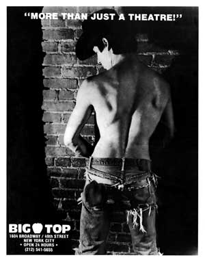 Gay movie poster for the porn theater Big Top in New York at Bijouworld