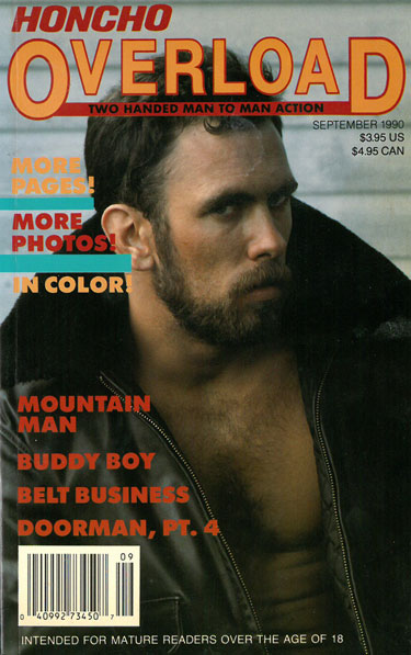 vintage gay porn magazine, Honcho Overload, September 1990, hot hairy bearded stud