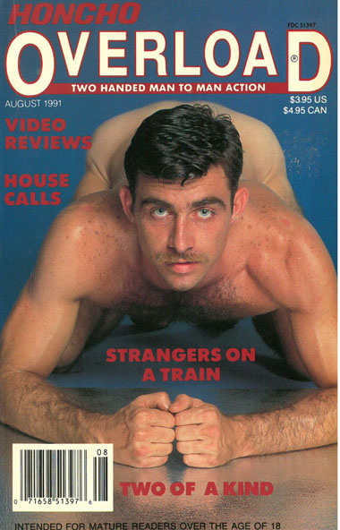 Honcho Overload, Vol. 6, No. 3, August 1991, vintage gay porn magazine, muscle guy on all fours