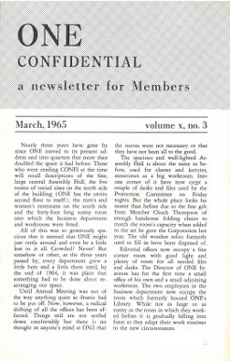 ONE Confidential, March 1965
