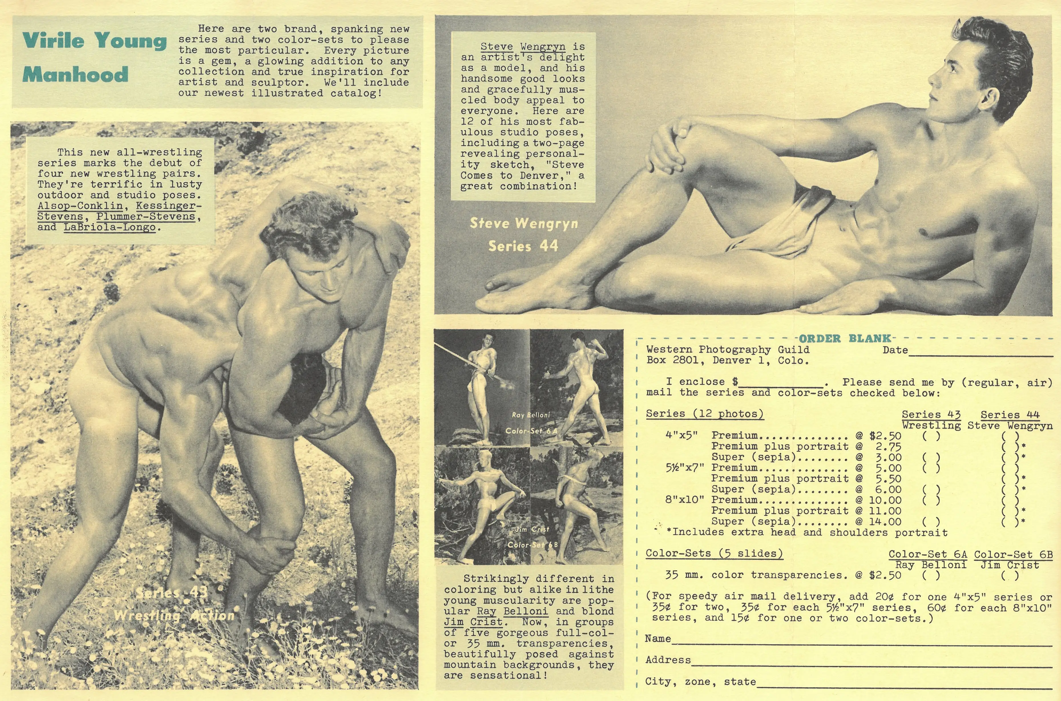 Western Photography Guild, Virile Young Manhood  Brochure