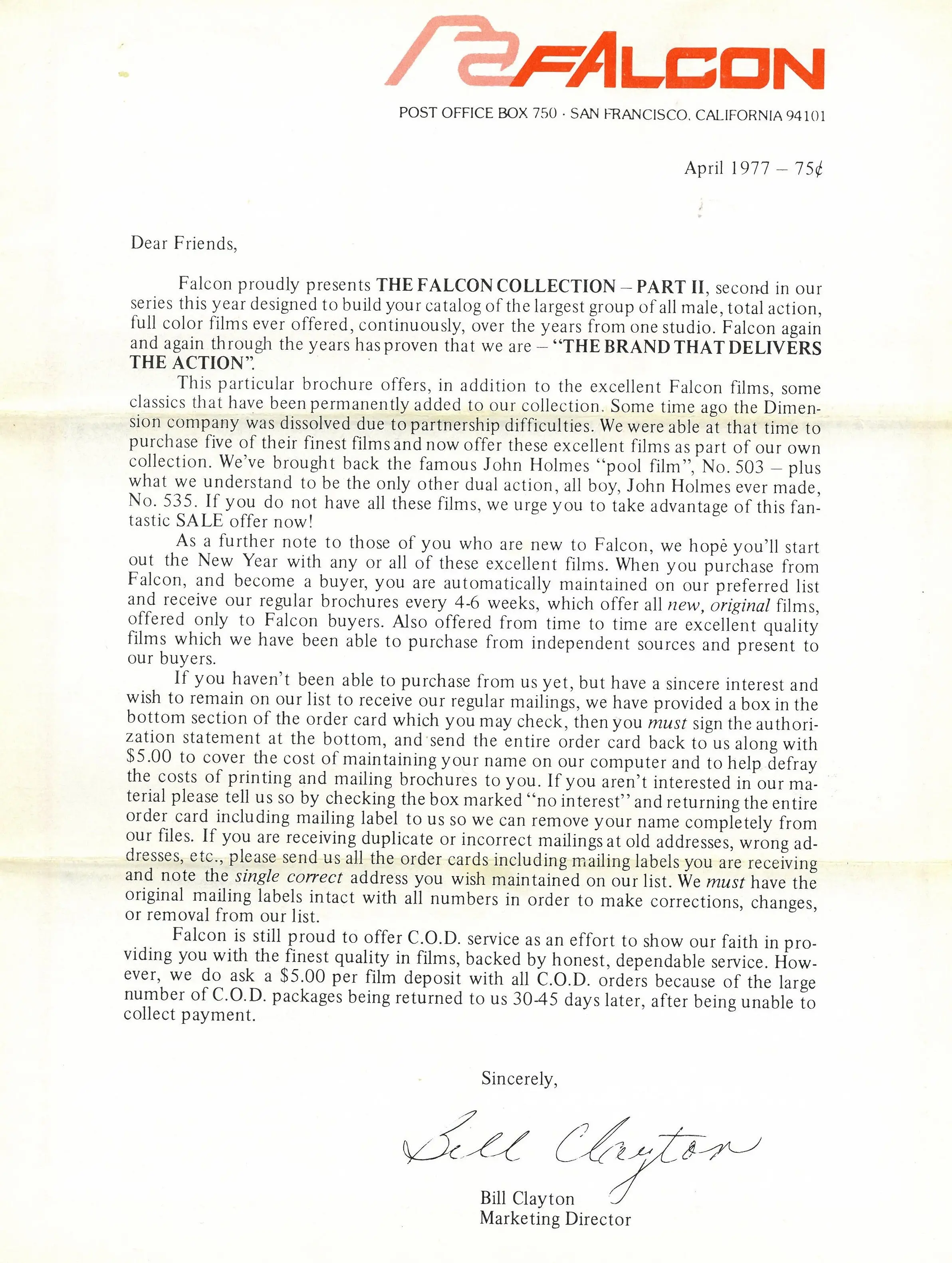 Falcon April 1977 Collection pt. 2, Vintage Mail-order Gay Porn 8 Panel Brochure