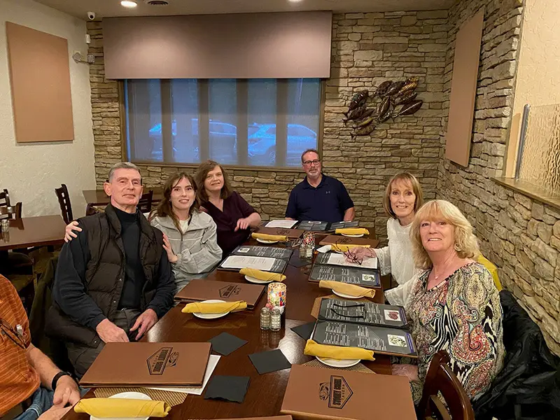 Family dinner at a restaurant