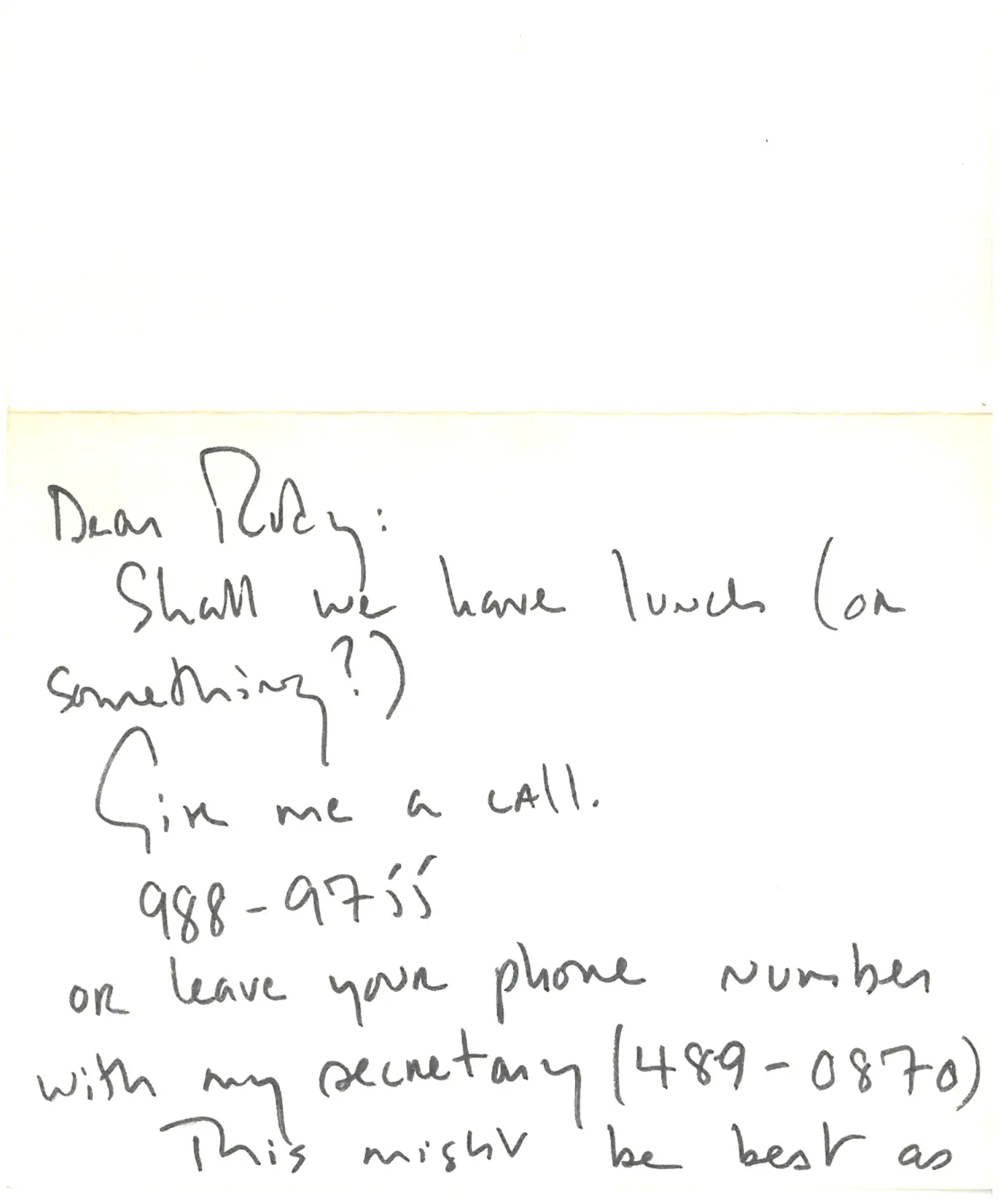 Edward Albee Lunch invitation note to Rudolf Nureyev, very rare