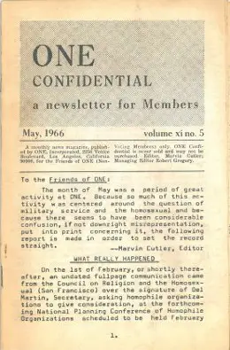 ONE Confidential, May 1966