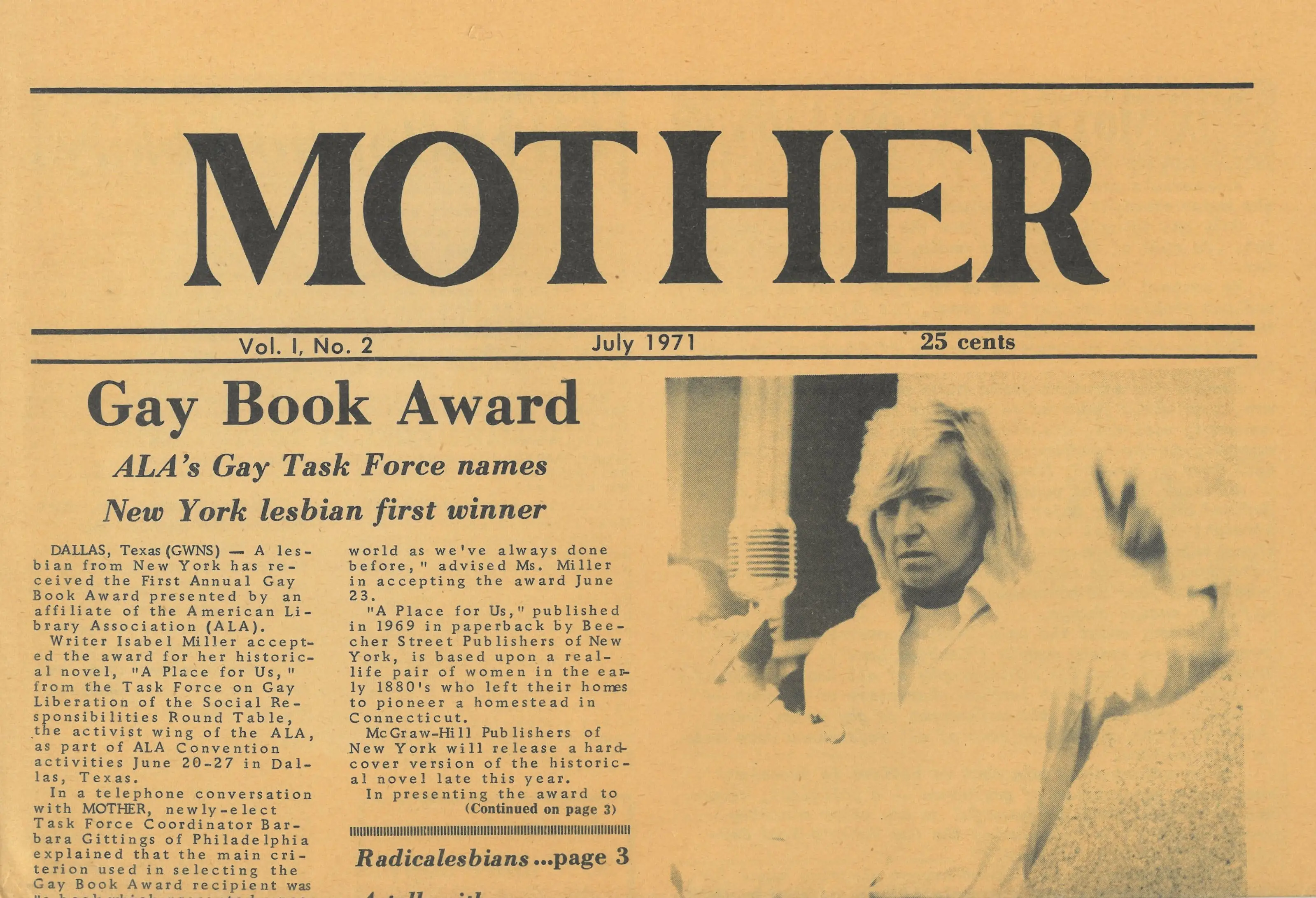 Mother Lesbian Newspaper v.1 n.2  July 1971