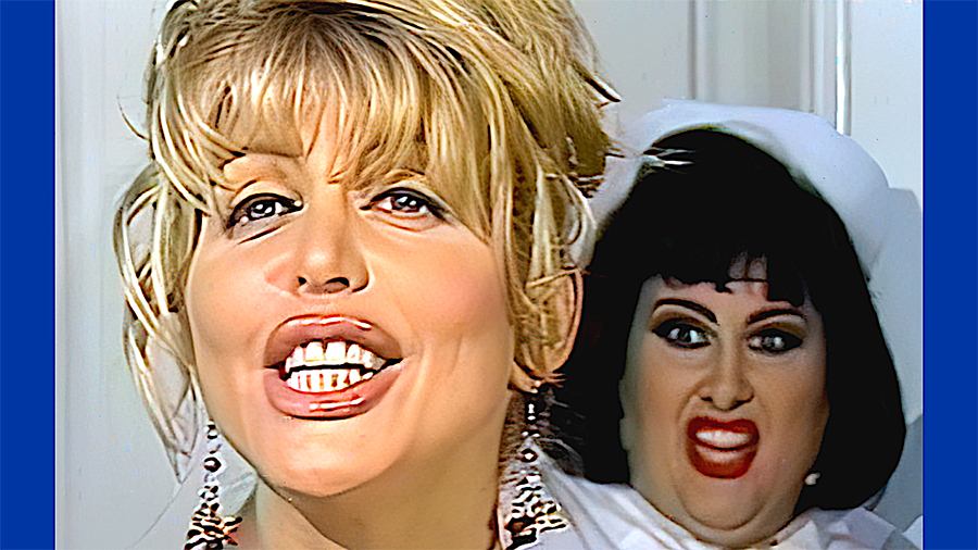 Sharon Kane & Chi Chi LaRue singing in Sharon Stone's home in Revenge of the Bi-Dolls